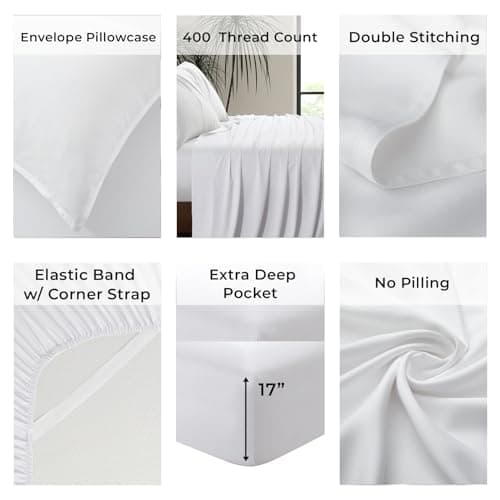 Luxury Bamboo King Size Bed Sheet Set - 100% Viscose - Ultra Soft Cooling Sheets - Classic White