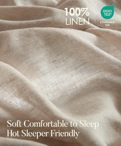 DAPU 100% French Linen Sheets, Normandy, Breathable & Durable for Hot Sleepers (Natural Linen, Full, 4 Pcs)