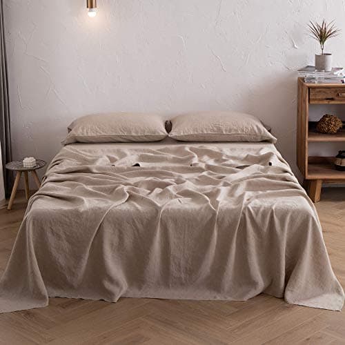 ATLINIA Stone Washed 100% Pure Flax Linen Queen Bedding Sheets Set