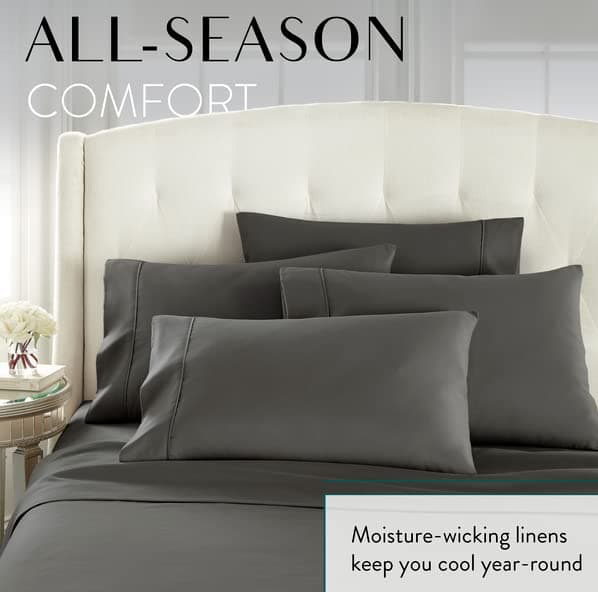 6 Piece Full Size Sheets Set - Including 4 Pillowcases - Deep Pockets - Breathable and Soft - Gray - Wrinkle Free - Machine Washable