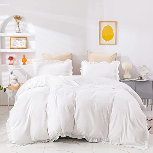 White Pure White Bedding Comforter Set Queen Size Ultra Soft Breathable Solid Blanket for Women Men Adults