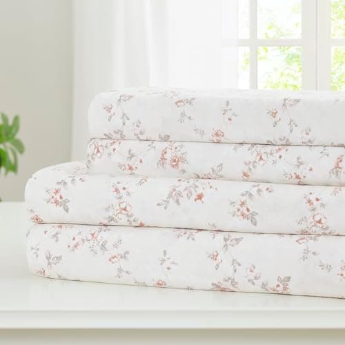 Modern Threads 4-Piece Deep Pocket Bedding Deep Pocket Mattress Up to 16 Inch Rose Bloom Full Size