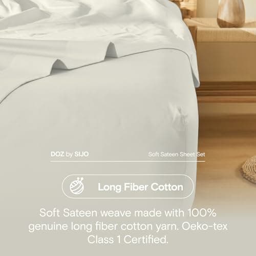 DOZ 100% Long Staple Cotton Sheet Set, Ivory, Cal King