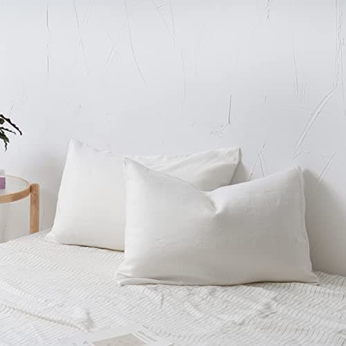 Set of 2 Soft Breathable Natural Flax Linen Pillowcases