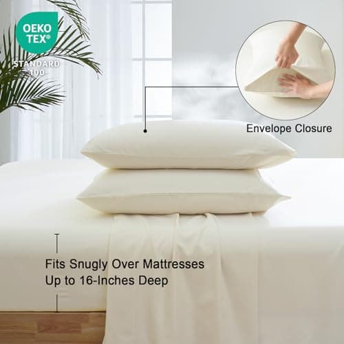 PHF Cooling Bamboo Rayon Sheets Set Twin, Silk Soft & Breathable