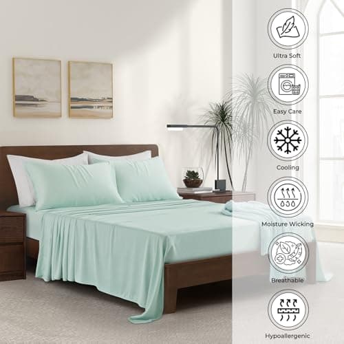 Coastal Green 17" Deep Pocket 100% Bamboo Bed Sheets | Ultra Soft & Cooling