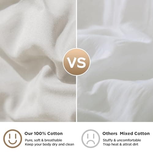 Grey Cotton Comforter Queen Size, Breathable Bedding Sets 3 Pieces for All Season