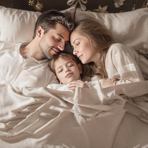 TUMEI 100% Natural Linen King Size Sheets Set - Soft & Durable 4PC Bedding