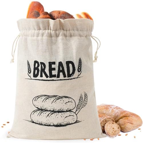 Reusable Linen Bread Bags for Sourdough and Toast, Extend Freshness with Drawstring Storage