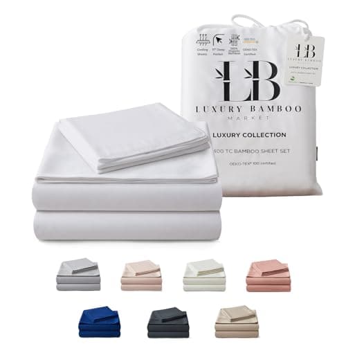 Luxury Bamboo King Size Bed Sheet Set - 100% Viscose - Ultra Soft Cooling Sheets - Classic White
