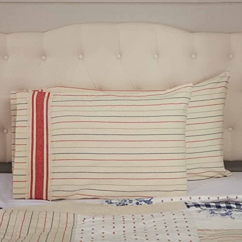 Piper Classics Red Grain Sack Stripe Pillow Cases, Set of 2