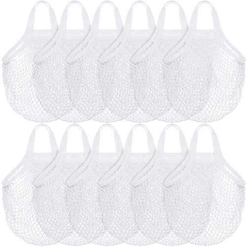 Shappy 12 Pack Large Reusable Mesh Groceries Bag Cotton Tote