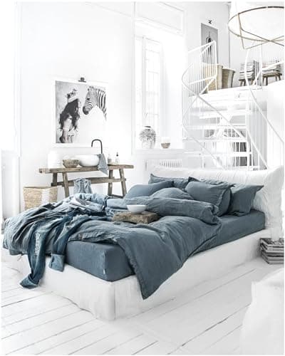 100% European Flax Linen King Bed Sheets, Breathable Cooling for Hot Sleepers