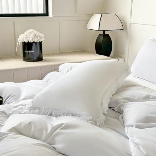 White Ultra Soft Boho Tassel Queen Duvet Cover & Pillow Shams 3-Piece Set