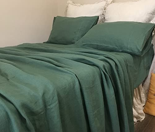 Forest Green Linen 4-Pc Sheet Set with Deep Pocket(Full)