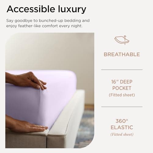 100% Certified Egyptian Cotton Full Size Sheet Set | Lilac | 16" Deep Pocket