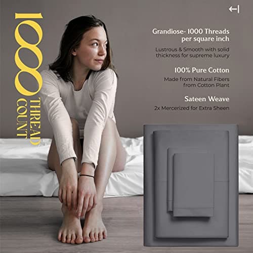 Mayfair Linen 100% Egyptian Cotton 1000 Thread Count Cal King Sheets - Dark Grey