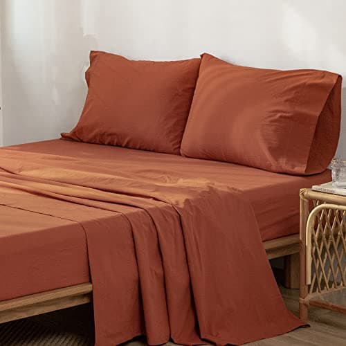 Washed Cotton Linen Like Breathable Bedding Sheet Set