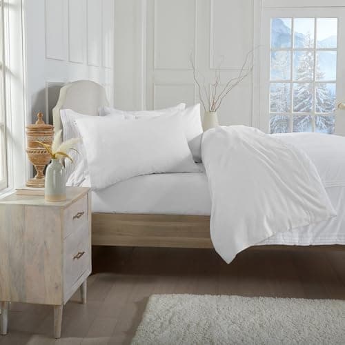 Chalet Collection 100% Cotton Full Flannel Sheet Set - Double Brushed, Deep Pocket, White