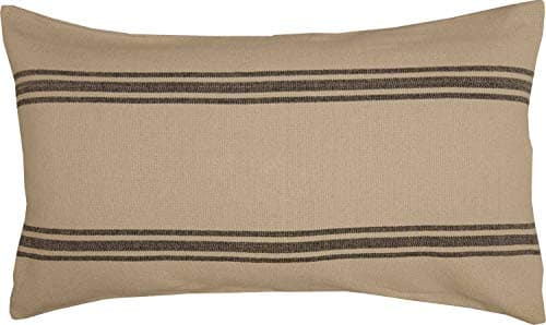 Mill House Beige & Black King Size Stripe Sham, Farmhouse Primitive Grain Sack Woven