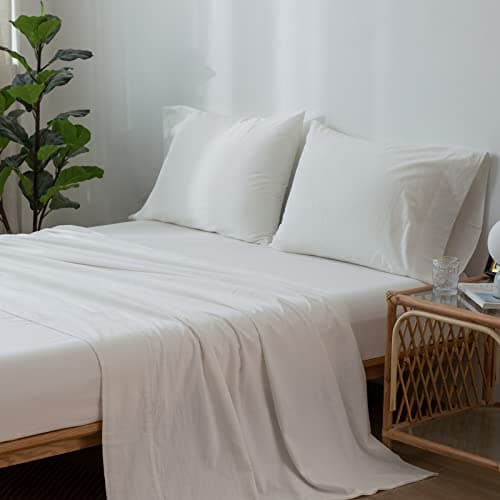 Washed Cotton Linen Like Breathable Bedding Sheet Set
