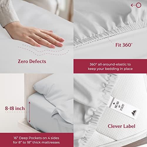 Mayfair Linen Egyptian Cotton Queen Bed Sheets - Soft, 800 Thread Count, Cooling Sateen Weave (4PC, Silver Grey)