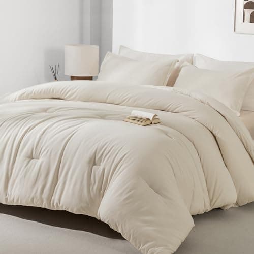 Grey Cotton Comforter Queen Size, Breathable Bedding Sets 3 Pieces for All Season