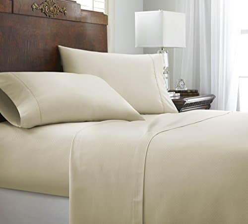 Simply Soft 4 Piece Chevron Pattern Sheet Set, Cream Queen Size