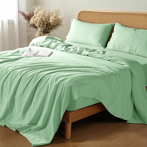 Shilucheng 100% French Linen King Size Sheets - Breathable, Soft & Durable