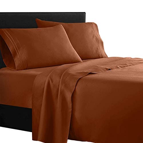 Clara Clark Supreme 1500 Thread Count 4PC Bed Sheet Set - Queen, Camel Gold