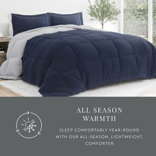 Linen Market Reversible Twin Comforter Set - Soft & Lightweight Down Alternative