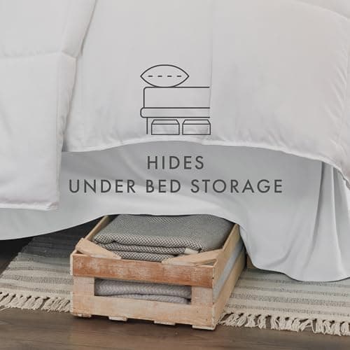 Ultra Soft Linen Market Queen Bed Skirt, White - Hotel Quality, Shrinkage & Fade Resistant