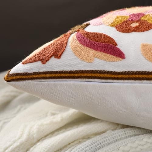 Floral Embroidered 18x18 Magnolia Throw Pillow Covers