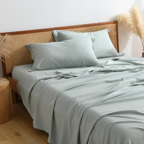 Charcoal Grey Bamboo Rayon & Linen Bed Sheets King Size, Soft & Breathable