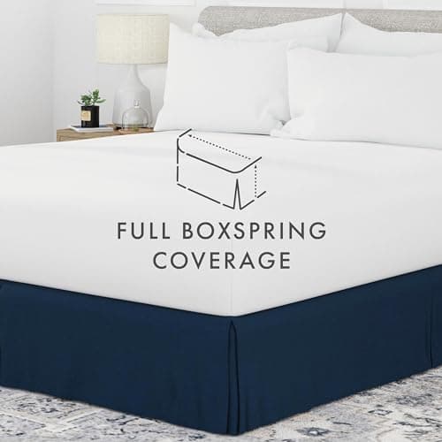 Cal King Navy Bed Skirt - Ultra Soft Microfiber - Easy Fit - Hotel Quality - Shrinkage & Fade Resistant