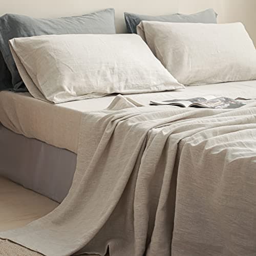 Simple&Opulence 100% Linen Sheet Set - 4 Pc Washed French Linen Bedding Set