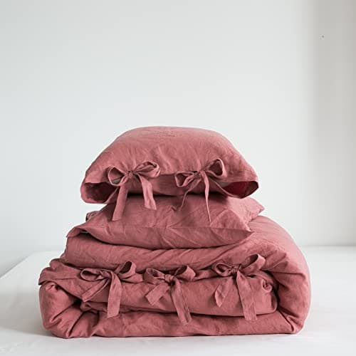 Simple&Opulence 100% Linen King Size Duvet Cover Set with Tie Closures, 3 Pieces Belgian Flax Bedding