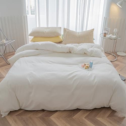 White Pure White Bedding Comforter Set Queen Size Ultra Soft Breathable Solid Blanket for Women Men Adults