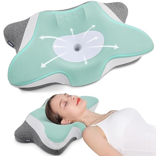 DONAMA Ergonomic Neck Pillow with Contour Memory Foam for Side, Back, and Stomach Sleepers