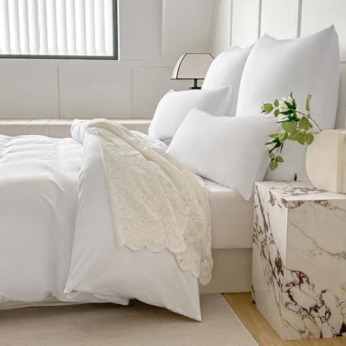 White Ultra Soft Boho Tassel Queen Duvet Cover & Pillow Shams 3-Piece Set