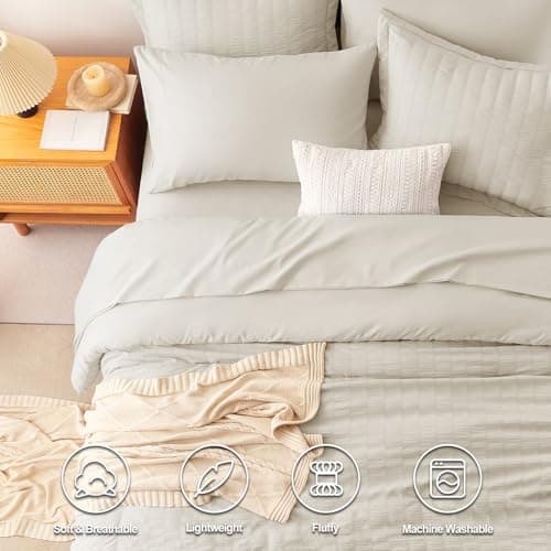 CozyLux Queen Seersucker Comforter Set with Bed in a Bag