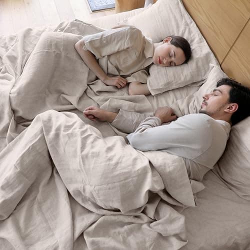 Simple&Opulence Belgian Linen Sheet Set - 4 Pieces (King Size, Linen/Beige)
