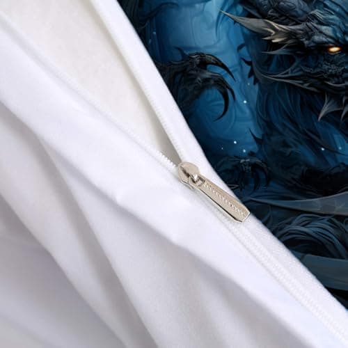 Cook Ice Dragon Decorative 3-Piece Bedding Set, King Size, Mysterious Animals Duvet Cover