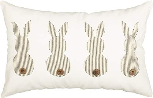 Piper Classics Hippity Hop Black Ticking Bunny Throw Pillow Cover