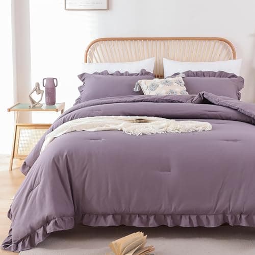 JANZAA Queen Oatmeal Comforter Set & Pillowcases - Soft Fluffy, All Season