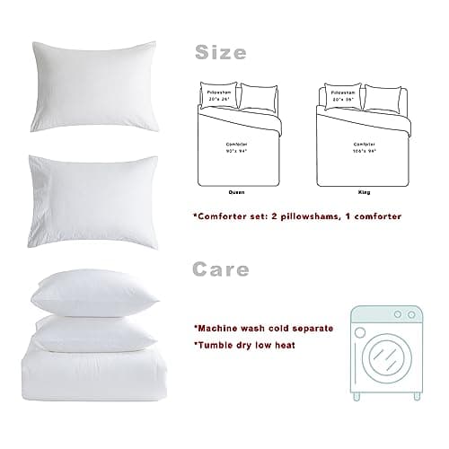 Queen Size White Cotton Comforter Set 3 Pieces