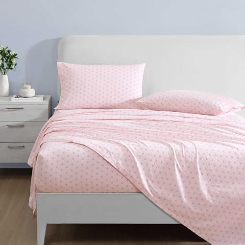 Laura Ashley Full Sheets, Cotton Percale Pink Bedding Set