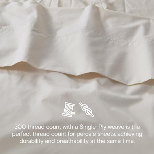 Doz 100% GOTS Certified Organic Cotton King Sheet Set, Long Staple Percale, Durable & Breathable