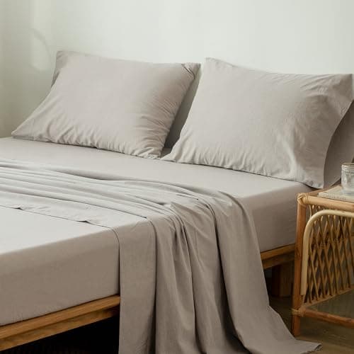 Washed Cotton Linen Like Breathable Bedding Sheet Set