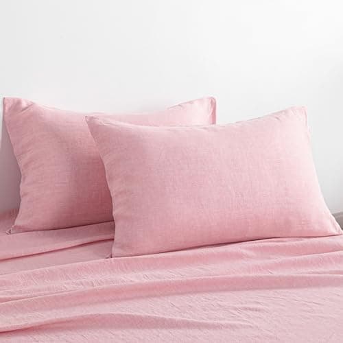 NTBAY 100% Linen Yarn Dyed Pillowcases, Breathable & Cooling, 20x26 Inches